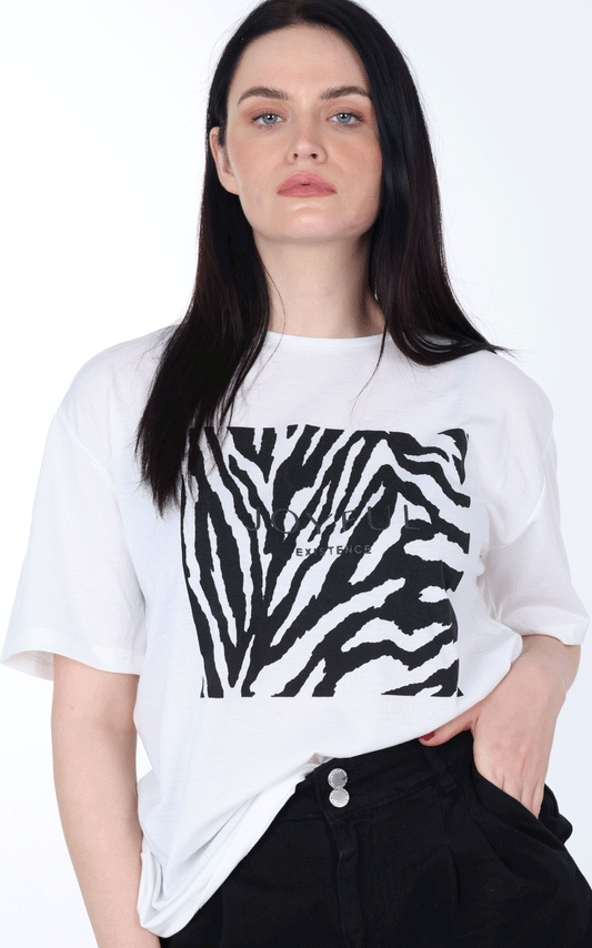 Zebra Print cotton T-shirt