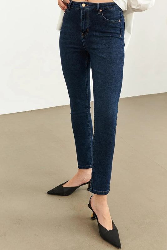 Dark Blue High Waist Jeans For Women