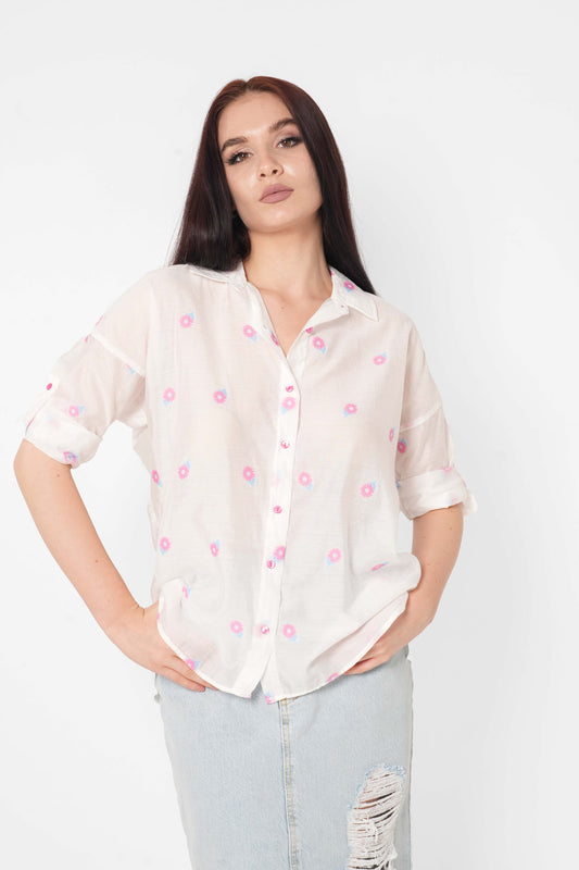 Floral Design Long Sleeve Shirt