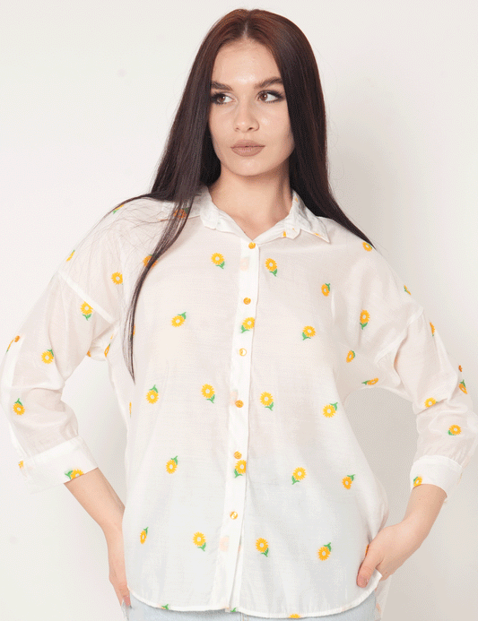 Floral Design Long Sleeve Shirt