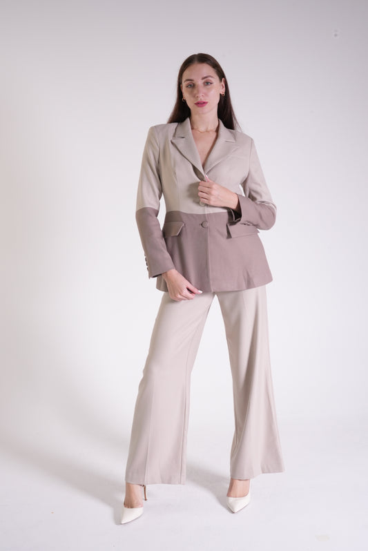 Two-tone detail Pant Suits Set