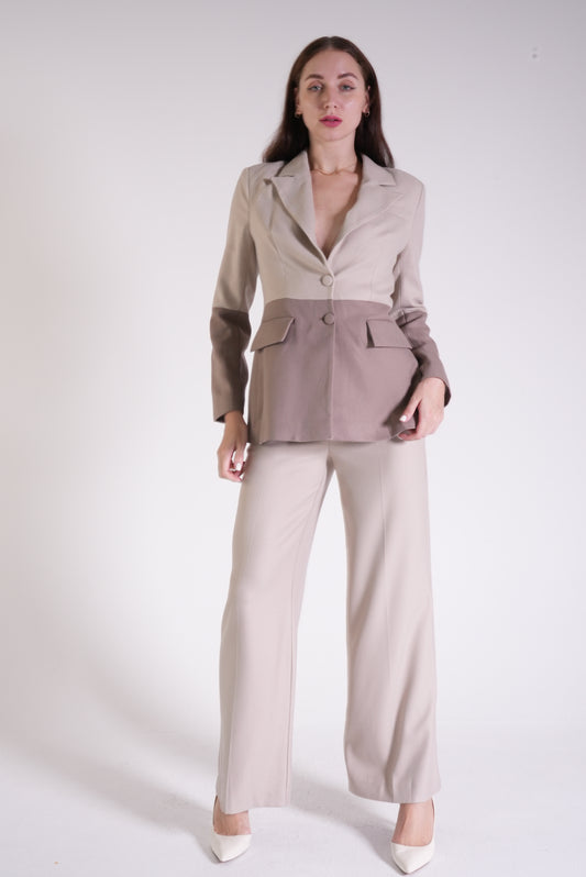 Two-tone detail Pant Suits Set