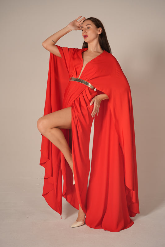 Cape Sleeve Long Dress