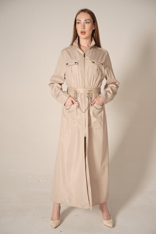 Lila Rose Casual Trench Coat with Belted Accesory