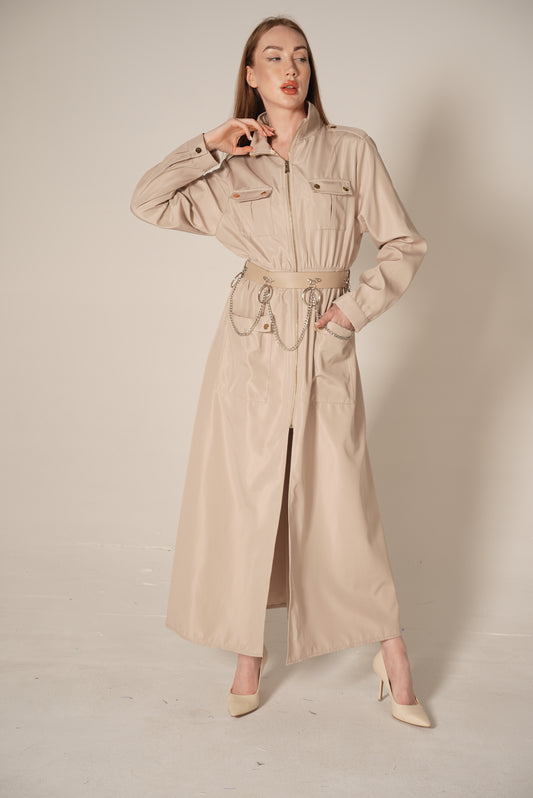 Lila Rose Casual Trench Coat with Belted Accesory