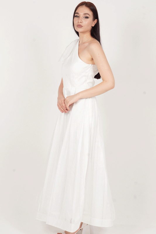 One Sleeve Organza Dress