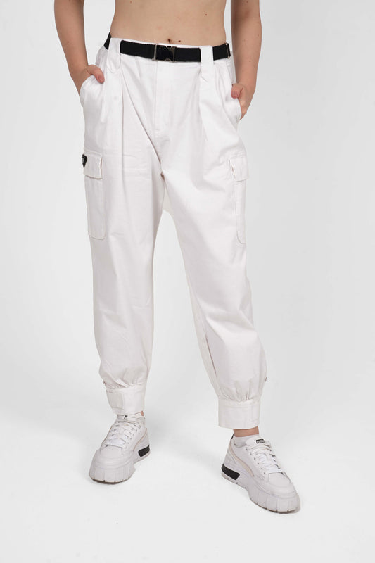 Side Pocket Cargo Pants with Belt