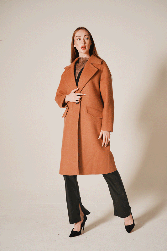 Single Button Detailed Long Coat