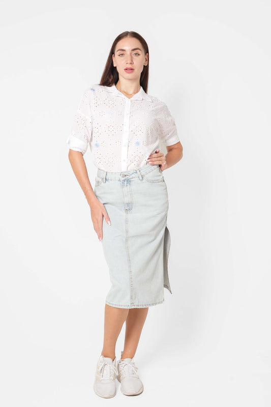 Side Slit Jeans Skirt