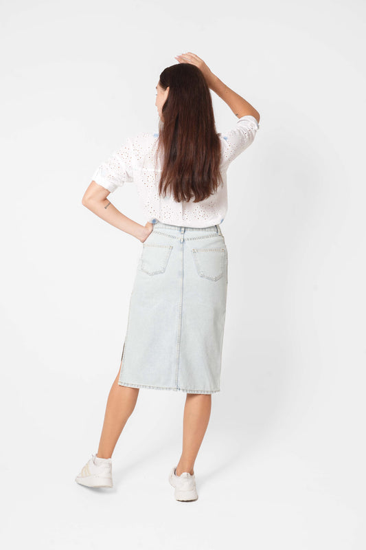 Side Slit Jeans Skirt