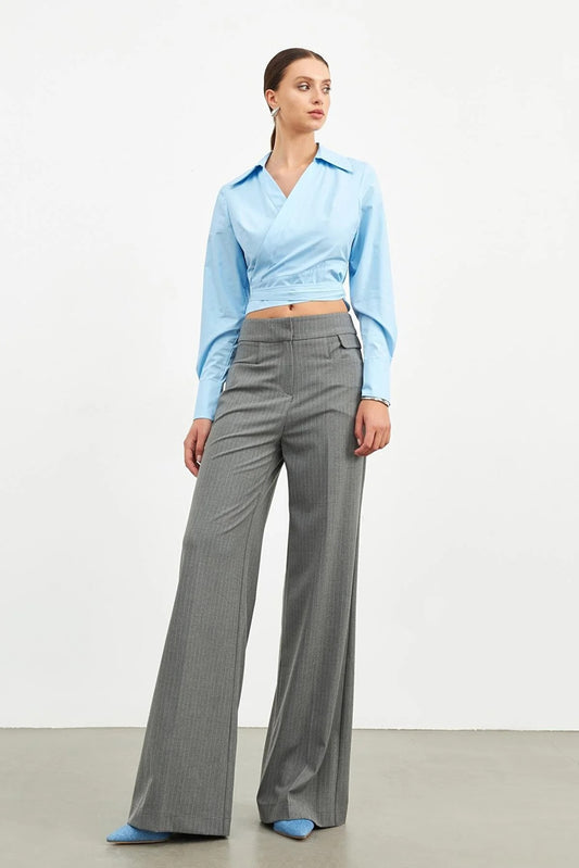 Anthracite Relaxed Cut Trousers with Belt and Pocket Detail