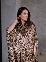 Leopard Kaftan Dress with Hand Made Embroidery 