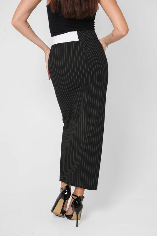 Deep Slit Maxi Length Skirt