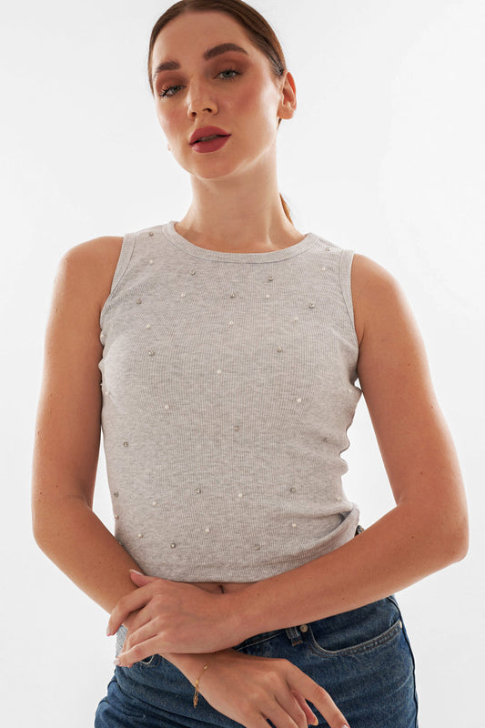 Cotton Top with pearls For Women