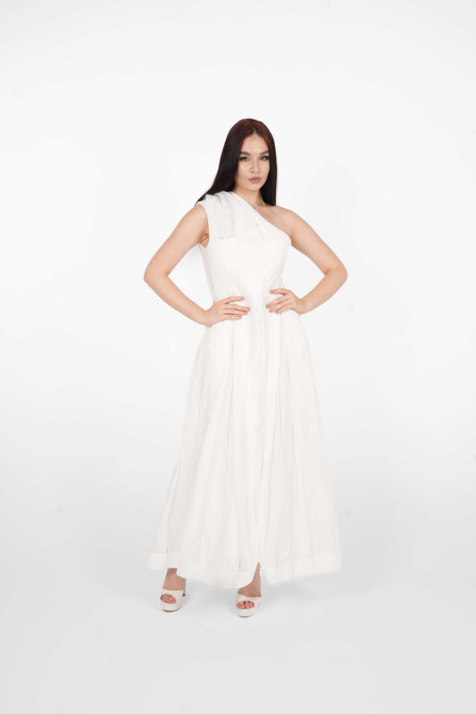 One Sleeve Organza Dress