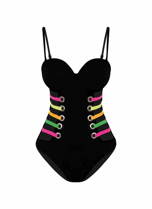 Neon Eye Detailed Swim Suit